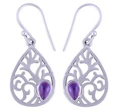 Cabochon Stone Silver Earrings