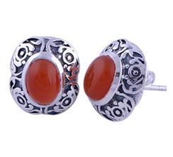 Cabochon Stone Silver Studs